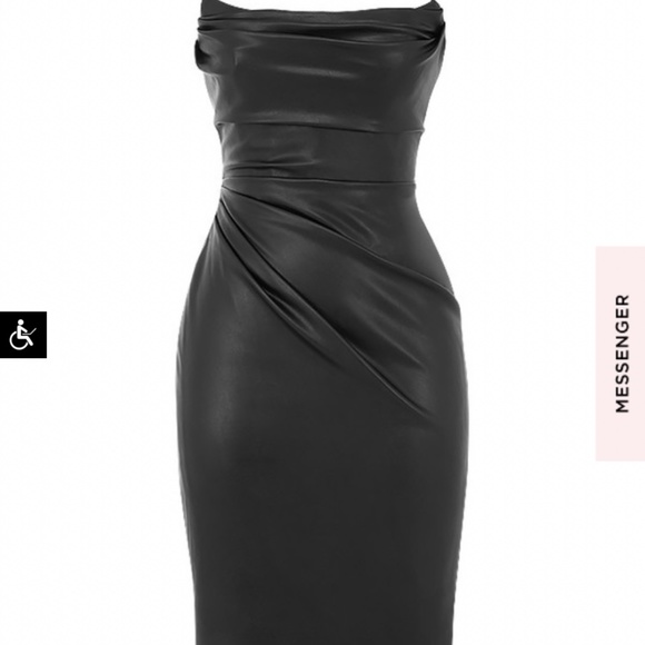 Black Vegan Leather Dress - Picture 2 of 3